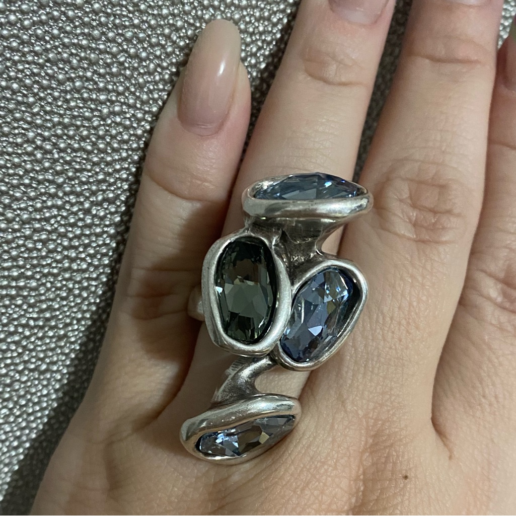 Uno De 50 Silver Ring With Blue And Gray Stones 125$